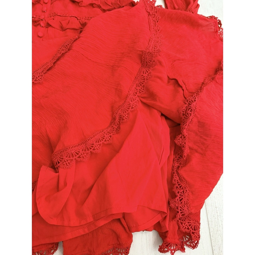 NWT AllSaints Zora Floral Ruffle Mini Dress Sz 8 US - Red Tiered $299 - Picture 12 of 16